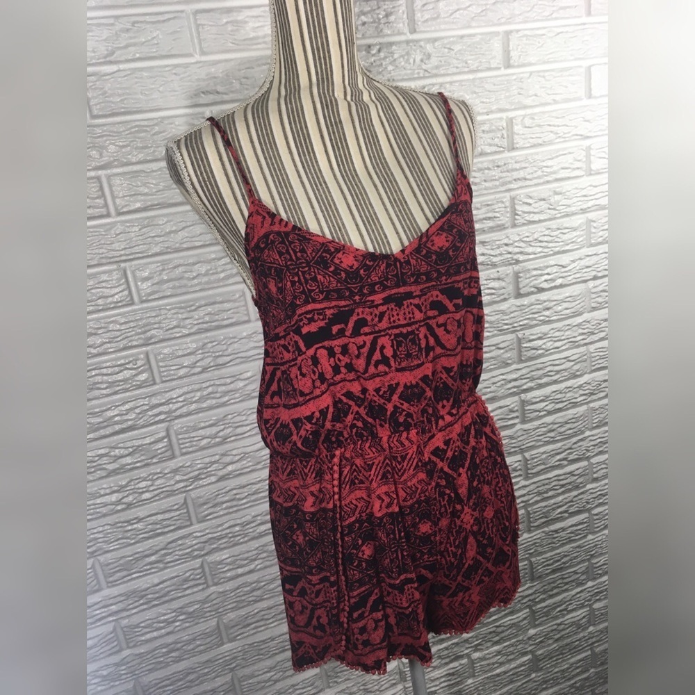 LA Hearts Red & Black Boho Patterned Romper - Picture 2 of 7